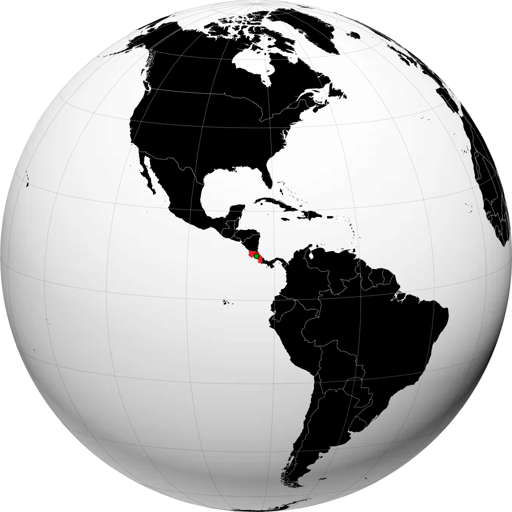 Коста-Рика на глобусе