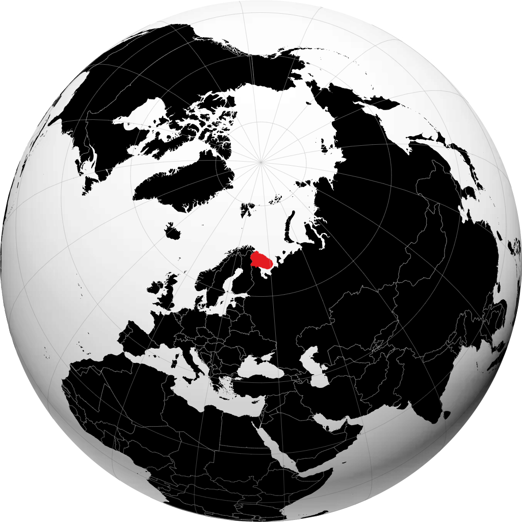 Мурманская область на глобусе
