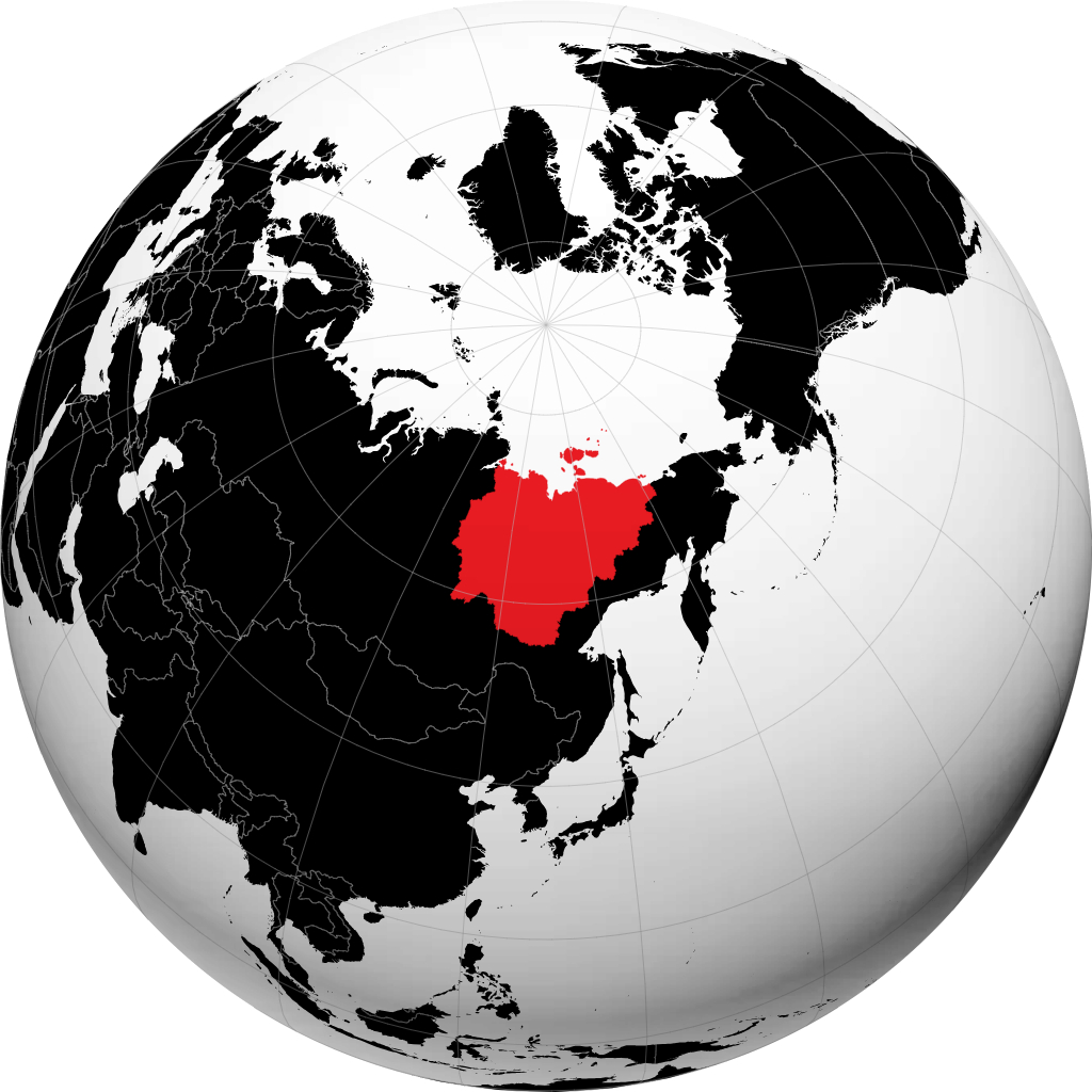 Республика Саха (Якутия) на глобусе