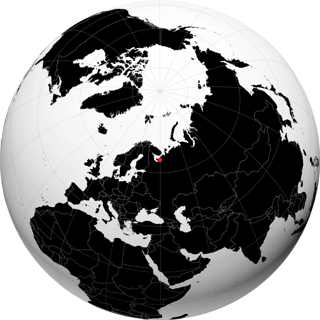 Северодвинск на глобусе