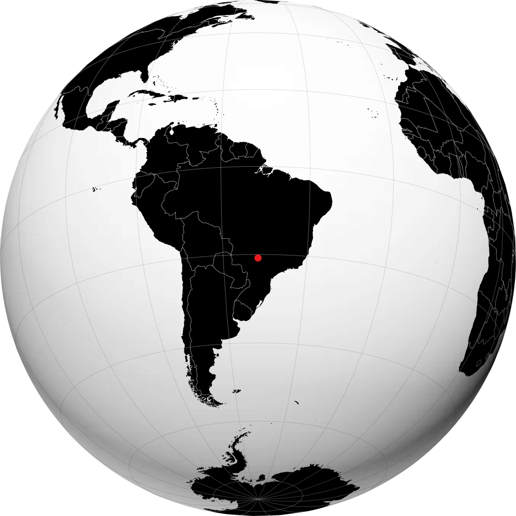 Трес-Лагоас на глобусе