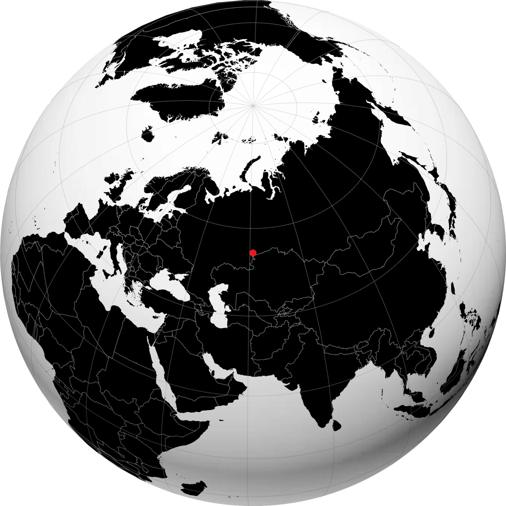 Южноуральск на глобусе