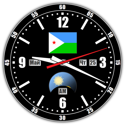 Джибути — точное время с секундами онлайн.