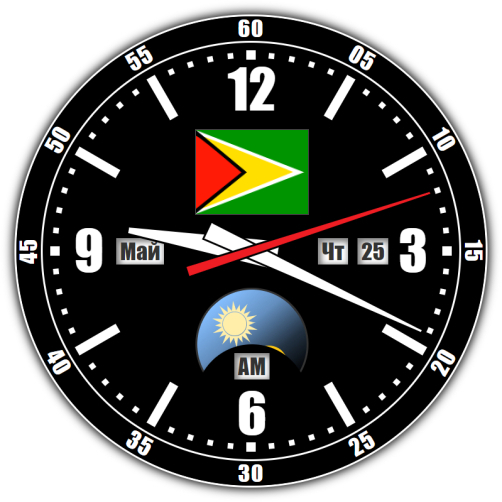 Гайана — точное время с секундами онлайн.