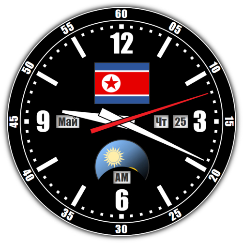 Северная Корея — точное время с секундами онлайн.