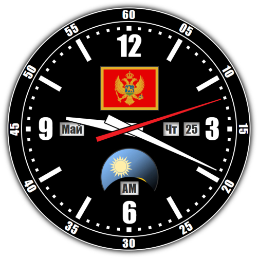 Черногория — точное время с секундами онлайн.