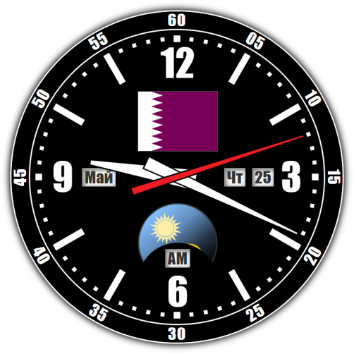 Катар — точное время с секундами онлайн.