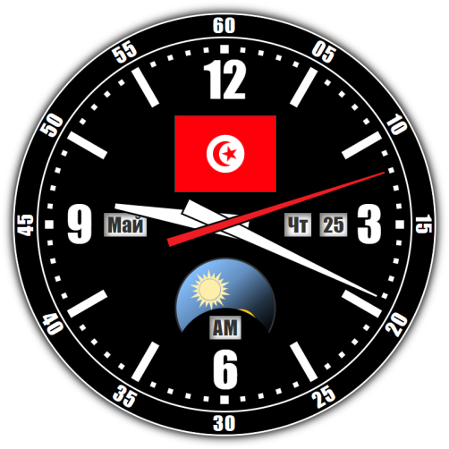Тунис — точное время с секундами онлайн.